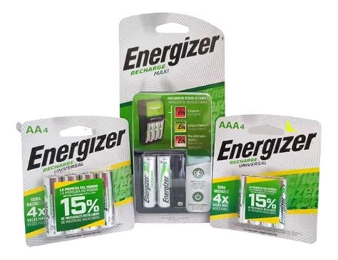 Cargador Energizer Maxi Con Recargables Aa Y Aaax4 Kit Combo