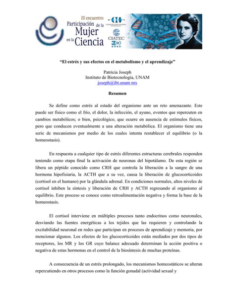 El Estr S Y Sus Efectos En El Metabolismo Y El Aprendizaje