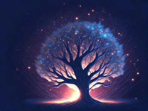 Premium AI Image | Abstract glowing tree on night background AI generated