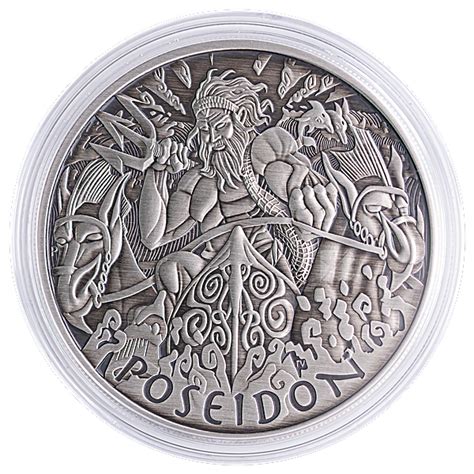 Tuvalu Silver Gods Of Olympus Poseidon Antiqued Finish Oz