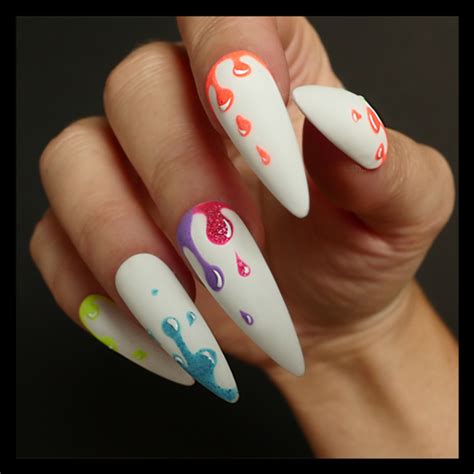 Rainbow Drip Nail Art Press On Nails Onyxnailsdesign