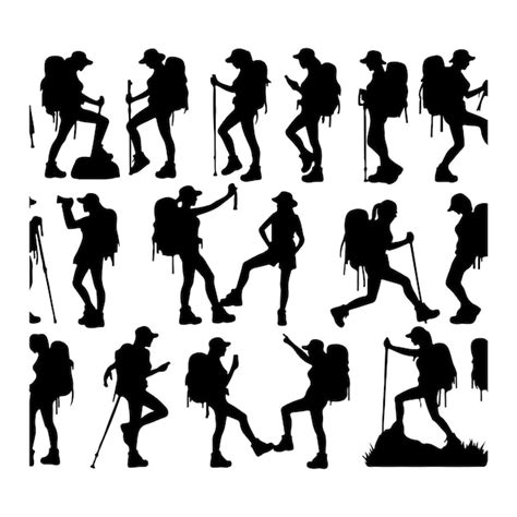 Premium Vector Woman Silhouette Hiking Vector