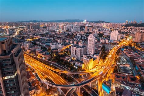 Premium Photo Aerial Photography China Qingdao City Bridge Night View