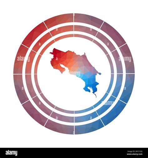 Costa Rica Badge Bright Gradient Logo Of Country In Low Poly Style