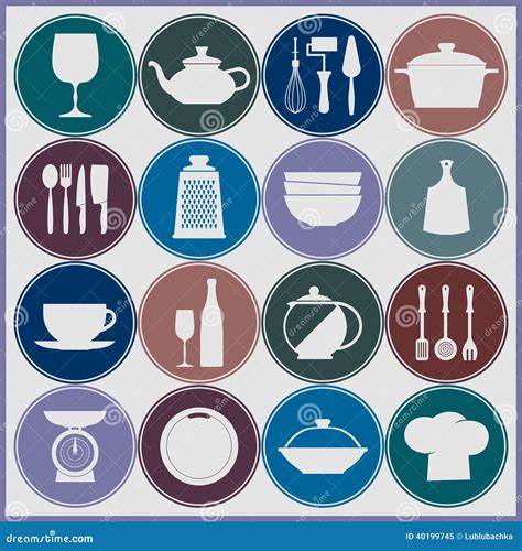 Cooking And Kitchen Dishes Icons Stock Vector Illustration Of Food