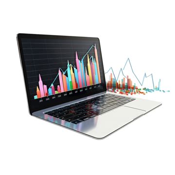 D Minimal Laptop With Statistic Graph Trading Charts Stock Market