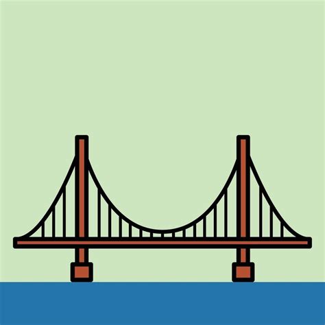 Esquema De Dibujo De Simplicidad Del Hito Del Puente Golden Gate