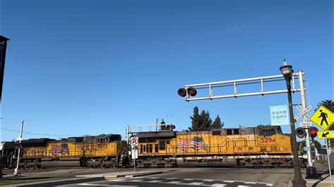 UP 5294 Manifest Freight Train With Mid DPUs South E Weber Avenue