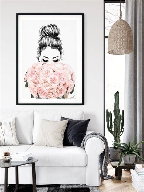 Female Face Art Fashion Illustration Girly Wall Art Female Etsy