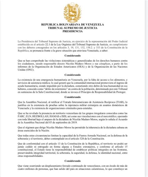 ¡atentos Tsj En El Exilio Declara “emergencia Nacional” En Venezuela