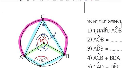 ม 3 มุมที่จุดศูนย์กลาง และมุมในส่วนโค้งของวงกลม ข้อมูลที่เกี่ยวข้อง