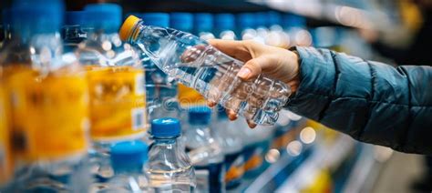 Closeup Of A Woman S Hand Selecting A Plastic Water Bottle From The