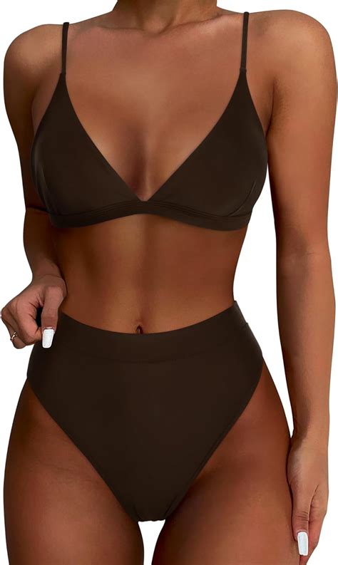 SUUKSESS Conjunto De Bikini De Cintura Alta Para Mujer Sexy Triangular