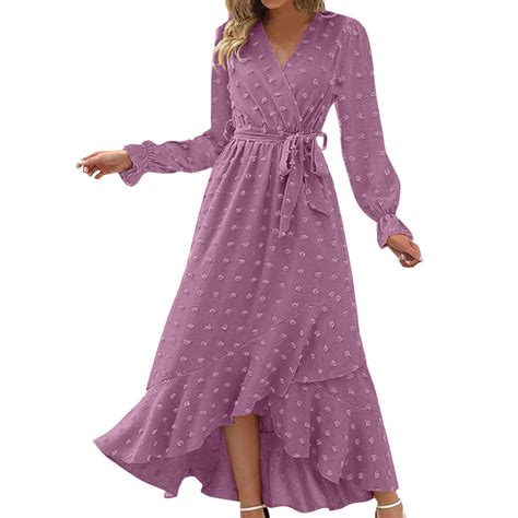 Entyinea Dresses For Women Wedding Guest Pleated Long Sleeve Shirt