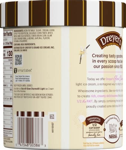 Edy S Dreyer S Slow Churned Vanilla Bean Light Ice Cream Tub Oz