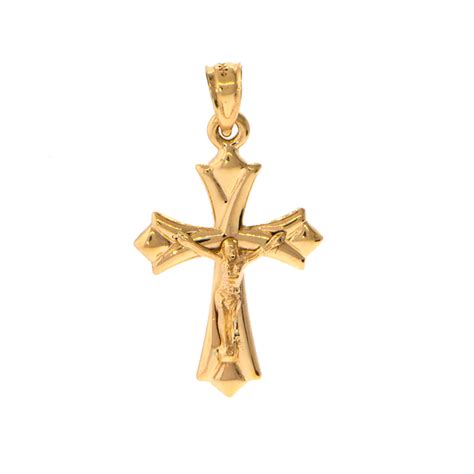 14k Yellow Gold Crucifix Pendant With Christ 15mm By 25mm