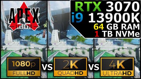 Apex Legends 1080p Vs 1440p Vs 2160p RTX 3070 I9 13900K 64GB