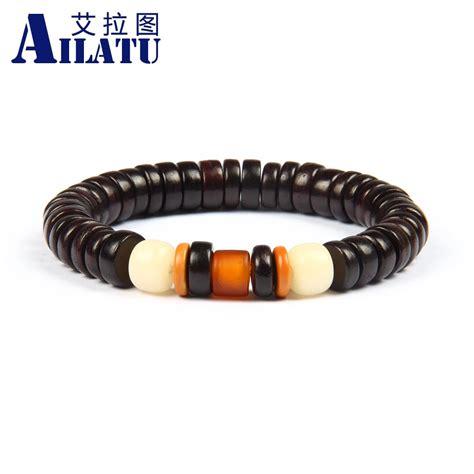 Ailatu Lampwork Beads With Natural Daye Rosewood Tibetan Buddhism