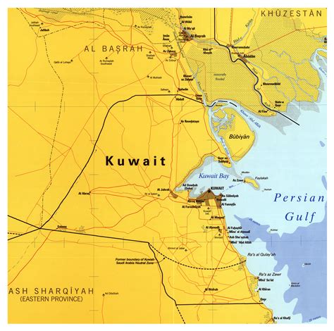 A Gran Escala Mapa De Kuwait Con Carreteras Ciudades Y Aeropuertos