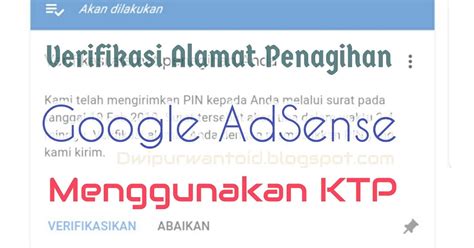 Cara Verifikasi Alamat Penagihan Google AdSense Menggunakan SIM KTP