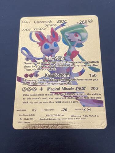 Pokémon Gardevoir Sylveon GX Gold Foil Fan Art Card eBay