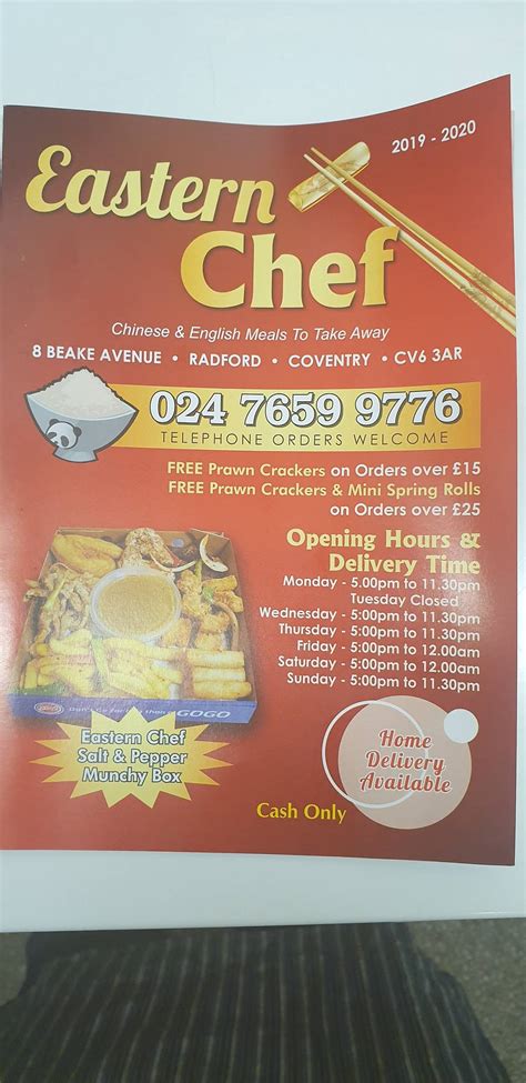 Menu At Eastern Chef Restaurant Coventry