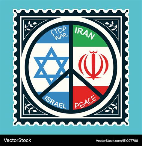 Peace between israel and iran - a symbolic stamp Vector Image