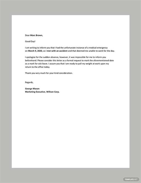 Medical Leave Letter in Word, Google Docs, PDF - Download | Template.net