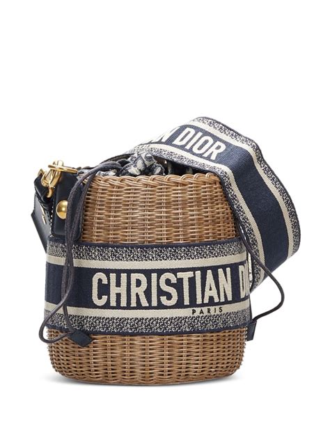 Christian Dior Pre Owned Oblique Wicker Bucket Bag Farfetch