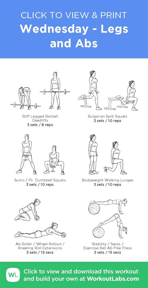 Wednesday Legs And Abs Click To View And Print This Illustrated