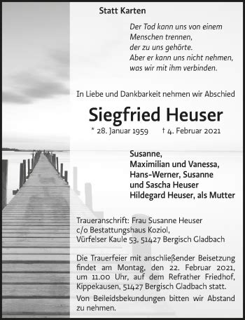 Traueranzeigen Von Siegfried Heuser Wirtrauern