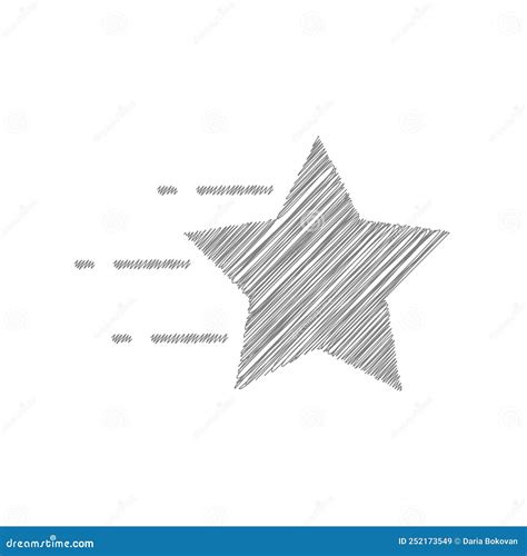 Flying Star Grey Sketch Vector Icon 2 Premium Star Sign Or Logo Stock