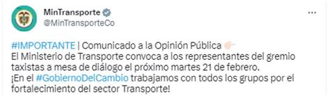 Paro de taxistas MinTransporte convoca al gremio a una reunión para