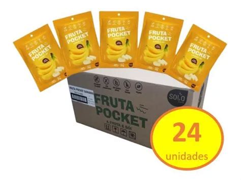 Caixa 24 Unidades Fruta Pocket Snack Banana Liofilizada 20g Frete grátis