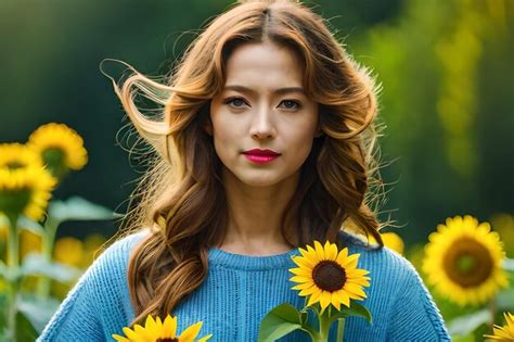 Premium AI Image A Woman With A Sunflower In Her Hair