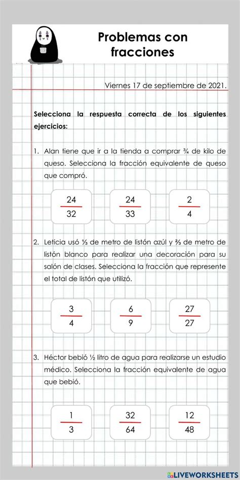 Problemas Fracciones Equivalentes Worksheet Resta De Fracciones Fracciones Para Primaria