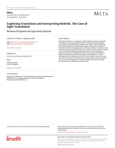 Exploring Translation And Interpreting Hybrids The Case Of Sight