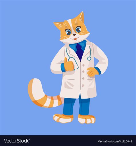 Doctor cat cute cartoon animal Royalty Free Vector Image