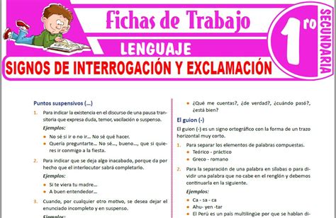 Signos De Interrogaci N Y Exclamaci N Para Primero De Secundaria