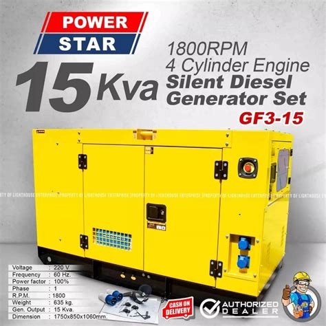 Powerstar 15kva Water Cooled Diesel Silent Generator Set Gf3 15