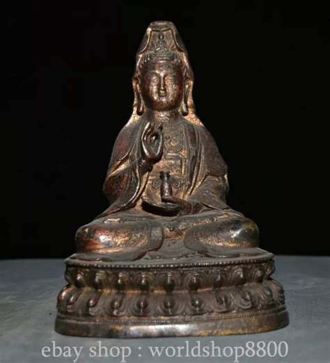 Chinese Bronze Gilt Carving Feng Shui Kwan Yin Guan Yin Goddess