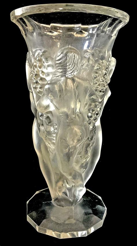 Lot Art Deco Style Desna Crystal Nude Vase