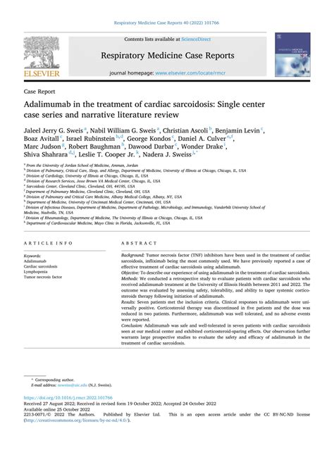 Pdf Adalimumab In The Treatment Of Cardiac Sarcoidosis Single Center