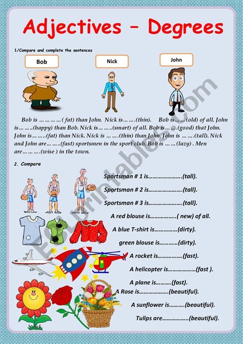 Degrees Of Adjectives Esl Worksheet By Myemma