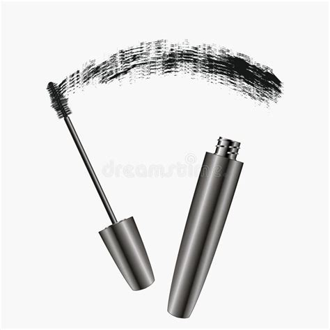 Mascara Brush Strokes Realistic Women`s Cosmetics Stock Vector