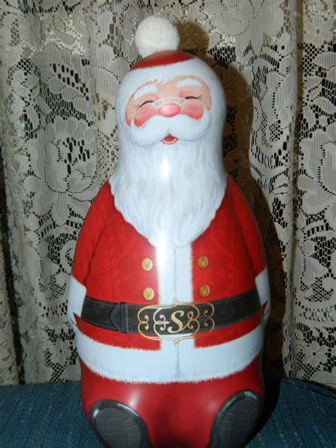 A Vintage Santa Claus Metal Tin A 2 Pc Metal Santa Etsy