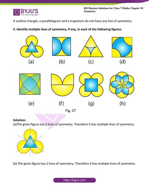 Rd Sharma Solutions For Class 7 Maths Chapter 18 Symmetry Free Pdfs