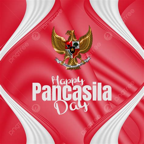 Pancasila Day With Colorfull Flag And Ribbon Background Pancasila Day