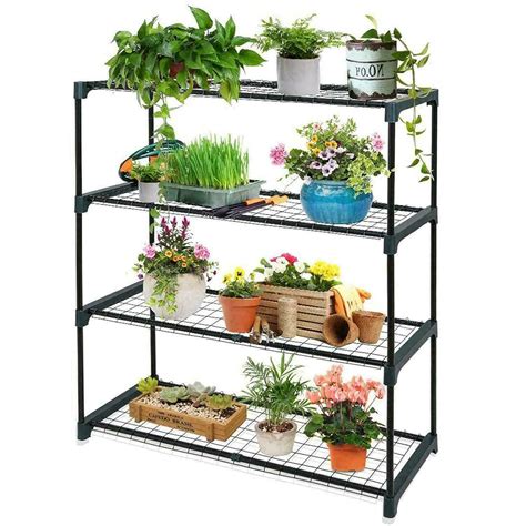 4 Tier Garden Greenhouse Shelving Steel Staging Shelving Plant Racking Staging Ebay