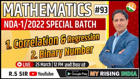 NDA Maths Classes 93 Correlation Regression Binary Number NDA